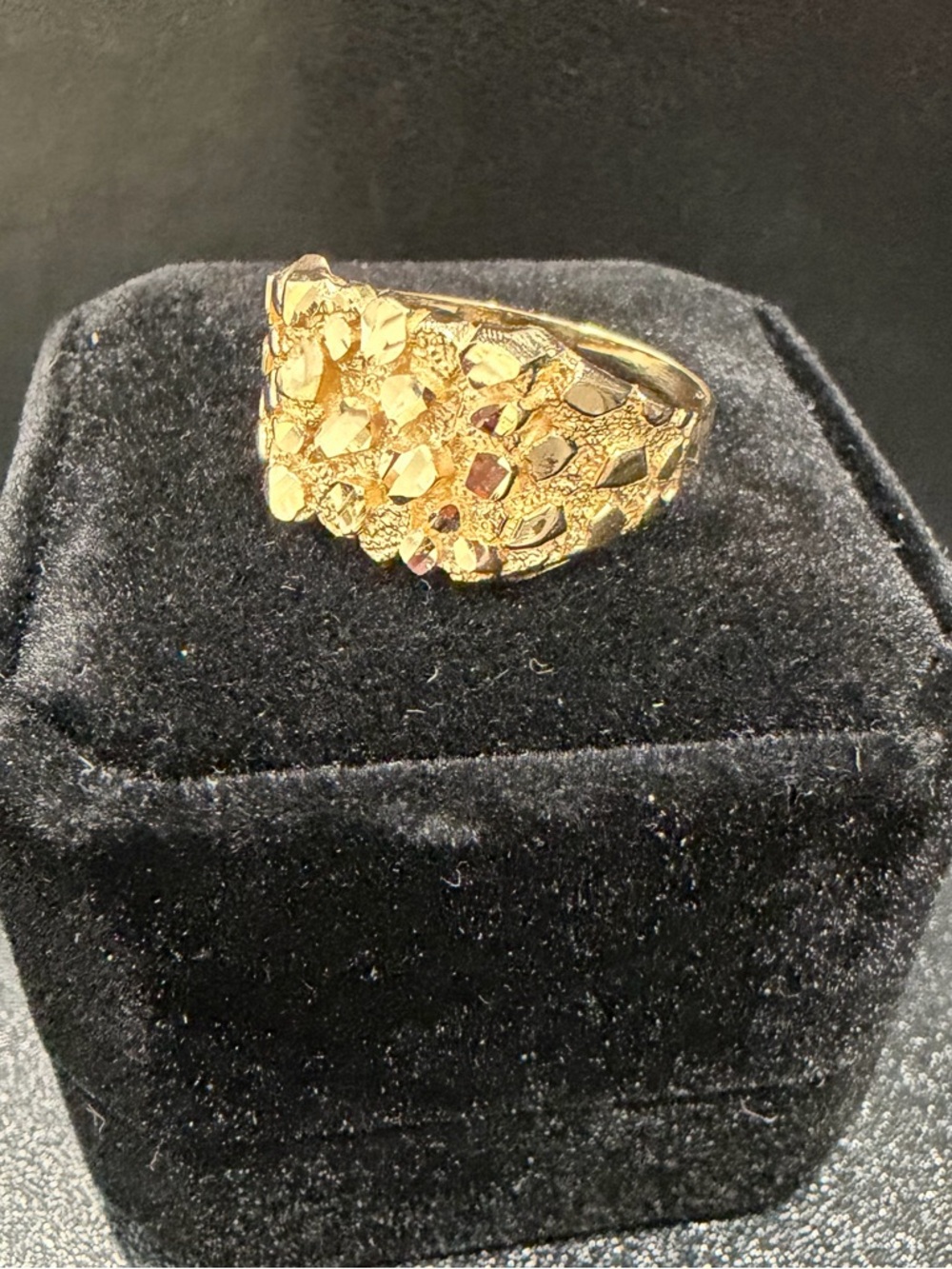 14kt gold nugget texture ring- Women Jewelry